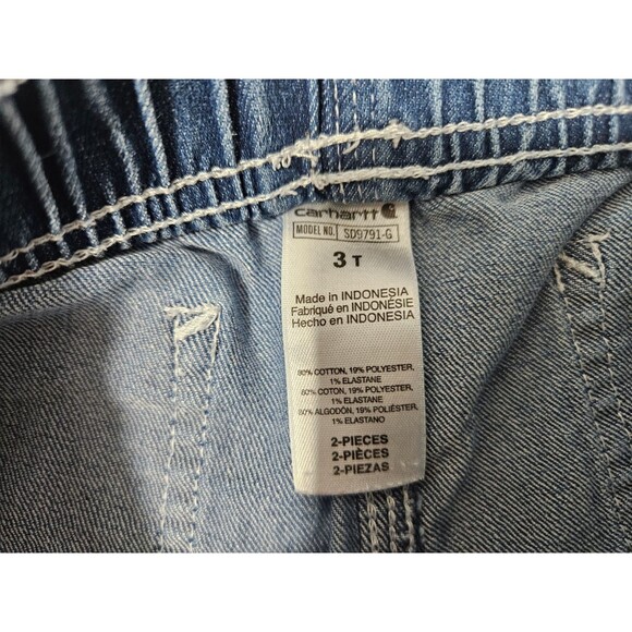 Carhartt Shorts Kids 3T Blue Denim Elastic Waist Casual Workwear Style Casual - Picture 4 of 5